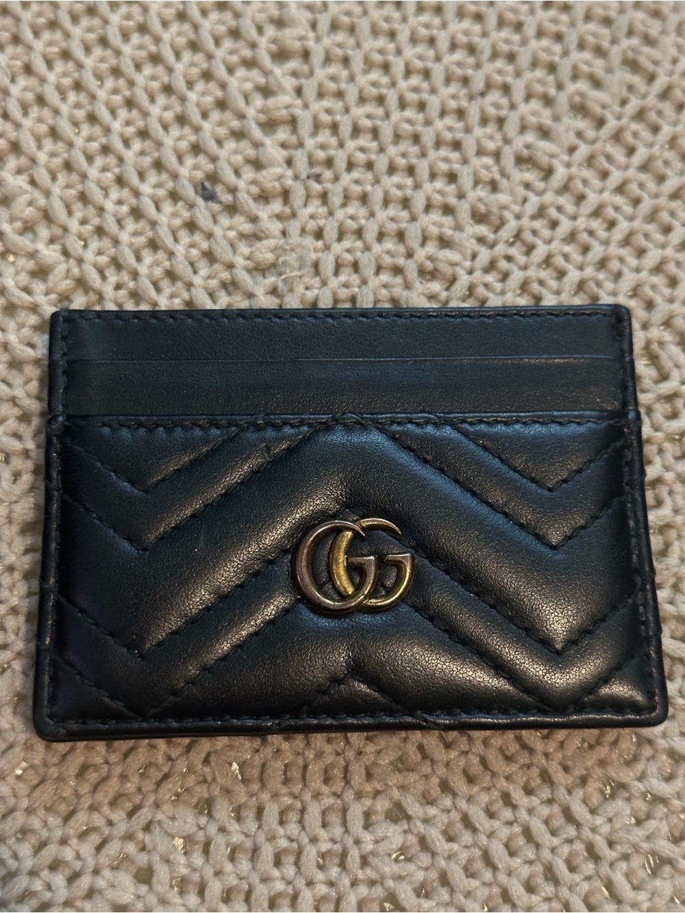 Authentic Gucci Black GG Marmont card case